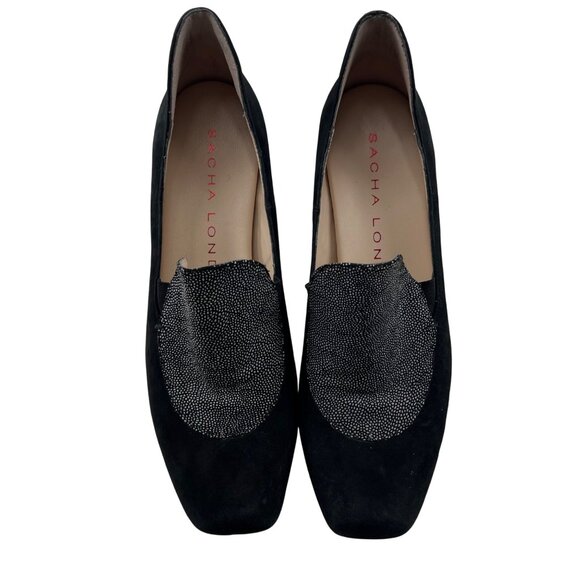 Sacha London Black Suede Low Heel Shoes With Textured Detail 7.5 Made In China - Picture 2 of 7